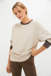 Heather Sandstone and Brown 100% Cotton Kolar Crewneck Sweatshirt